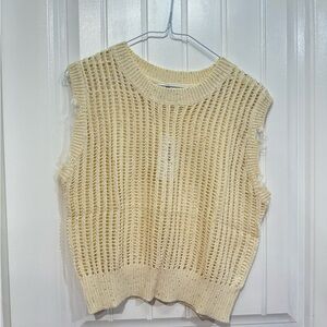 Cream Open-Knit Sleeveless Sweater Vest